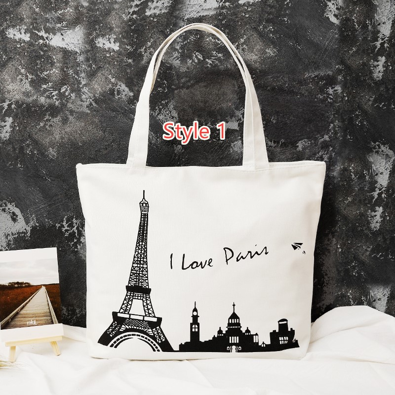 Simple Canvas One Shoulder Tote Bag Handbag With Zipper MFB10 | Cheap Cell-phone Case With ...